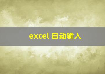 excel 自动输入